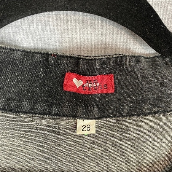 Un Deux Trois Denim Jacket Sz 28 Black Stonewash Zipper Front - Picture 7 of 10